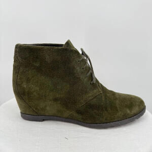 Women's Franco Sarto Olive Green Suede Wedge Booties 7.5